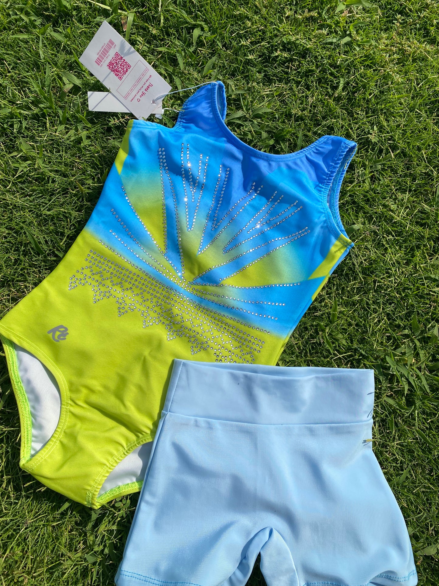 Neon Sky Gym Leotard (Free Shorts Included)